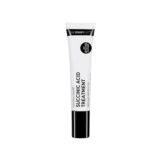 The INKEY List Succinic Acid Treatment 15ml bottle, compact packaging for precise blemish care.