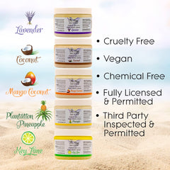 The Keys Salt Scrub with organic oils for soothing aromatherapy.