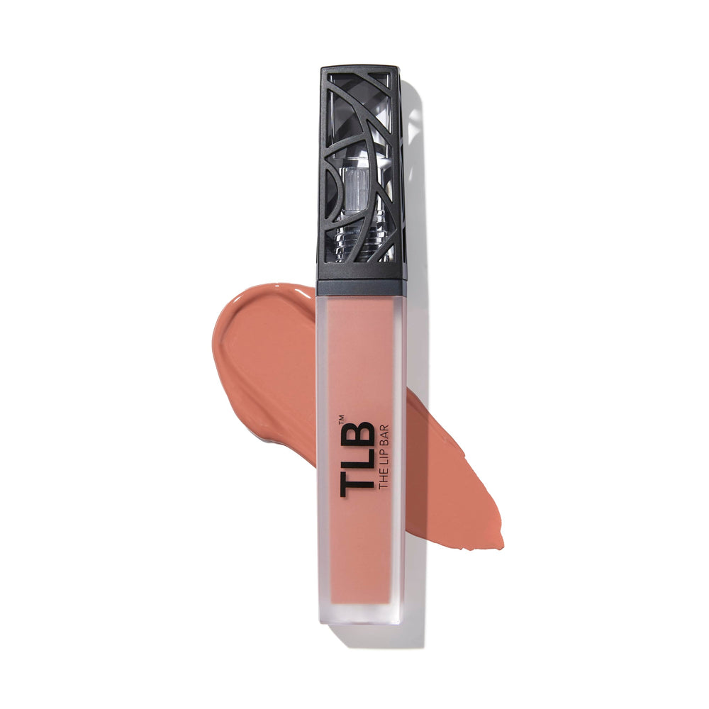 The Lip Bar Commando peachy nude liquid matte with silky glide close up