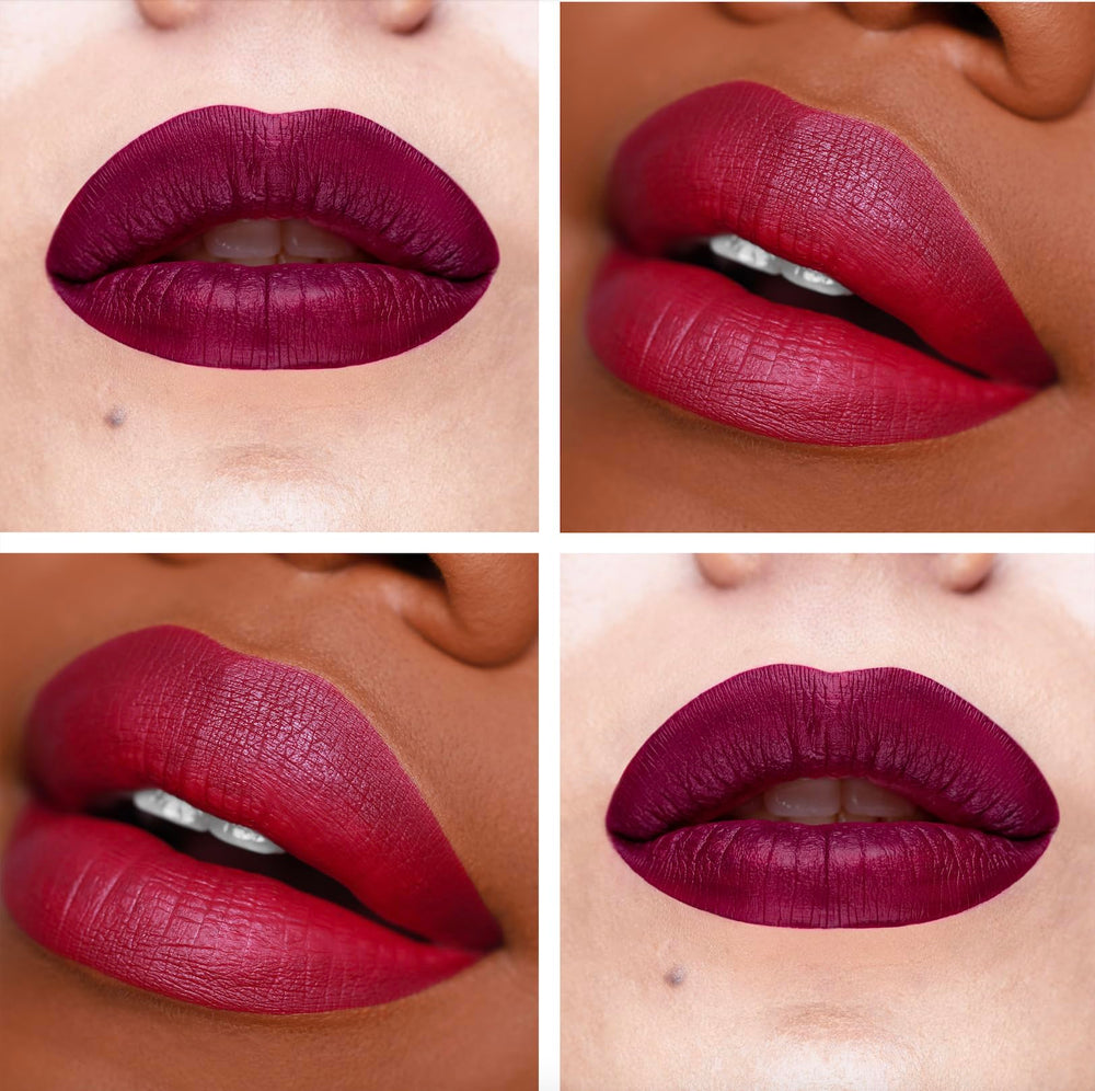 The Lip Bar Rebel mini-pack swatch reveals deep burgundy shade with bold coverage.