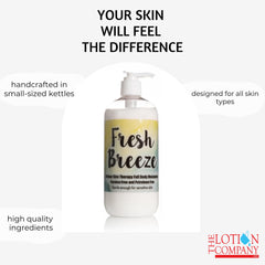 No artificial dyes label conveys natural-looking skin with The Lotion Company.