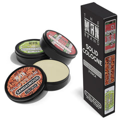 The Man Brand Bergamot Cedar solid cologne for on-the-go freshness.