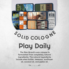 The Man Brand Business As Usual solid cologne tin for everyday confidence