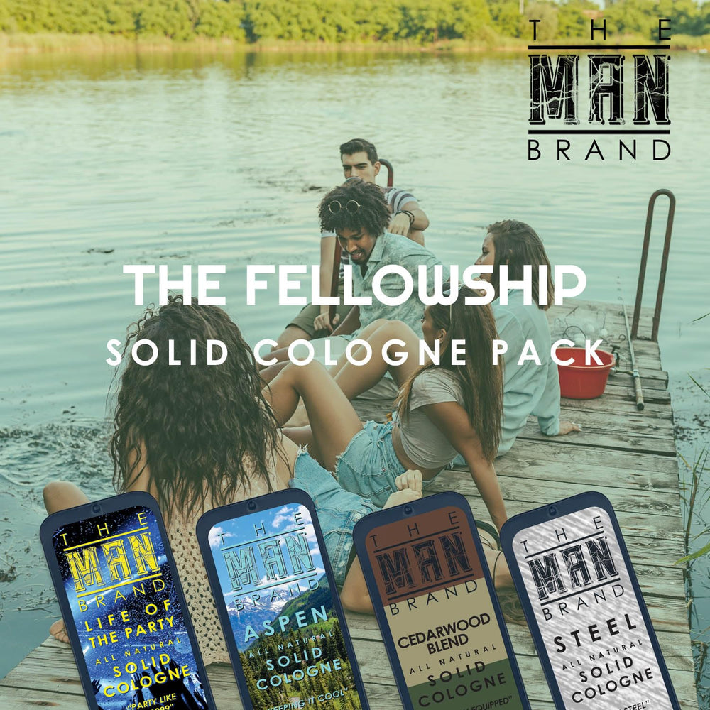 The Man Brand Solid Cologne Application on skin, mess-free wear.