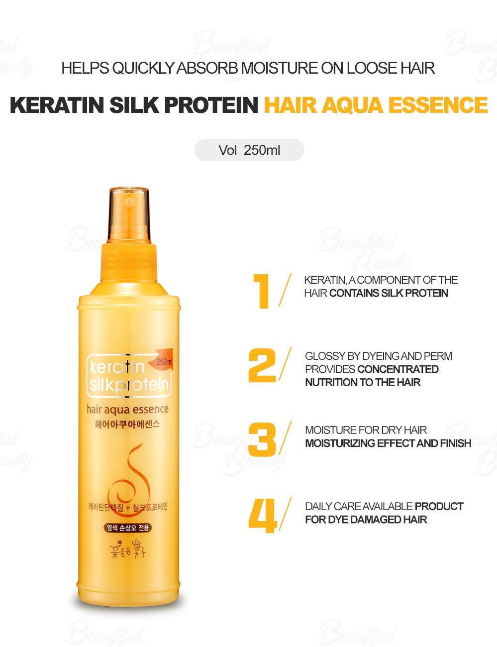 The Man Company Keratin SilkProtein Aqua Essence ingredients close-up showing keratin and silk protein.
