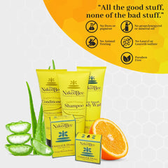 The Naked Bee Nourishing Body Lotion texture swirl reveals creamy, quick-absorbing hydration for all skin types.