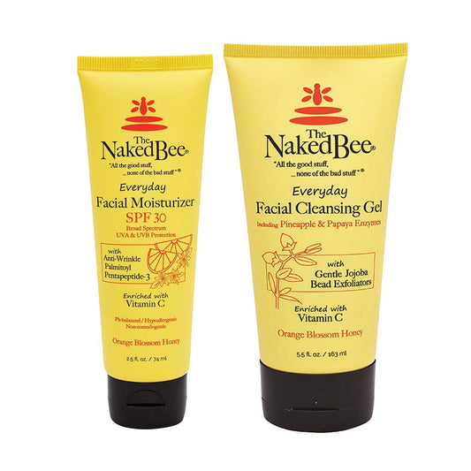The Naked Bee cleansing gel bottle with jojoba beads for gentle daily exfoliation