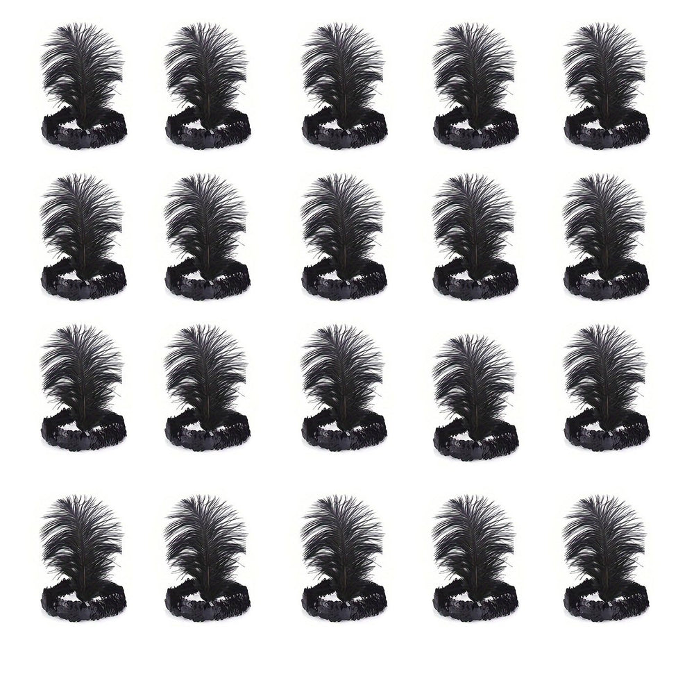 The Only One Halloween black sequin feather headband for festive costumes.