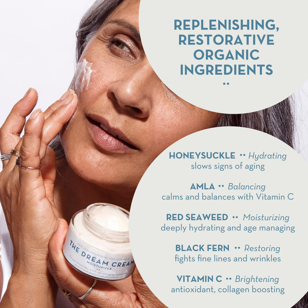 The Organic Skin Co Dream Cream packaging on shelf with eco-friendly design