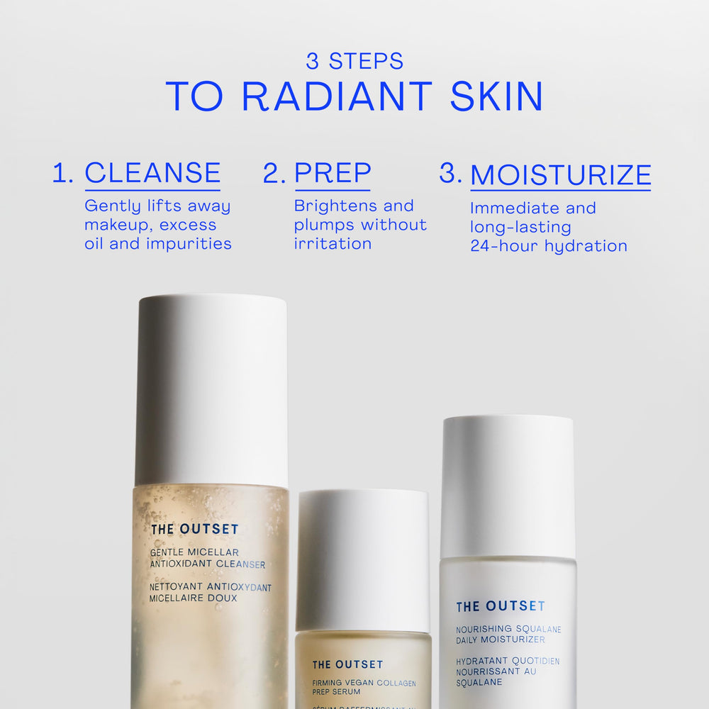 The Outset daily cleansing routine in action shows clean skin after use.
