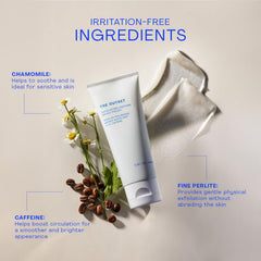 The Outset swatch image shows even exfoliation on clean skin.