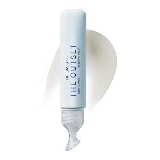 The Outset Lip Oasis hydration-balm with a glassy finish for smooth, moisturized lips.