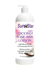 The Raw Food World MSM Lotion Coconut Rose bottle for daily moisture and skin nourishment.