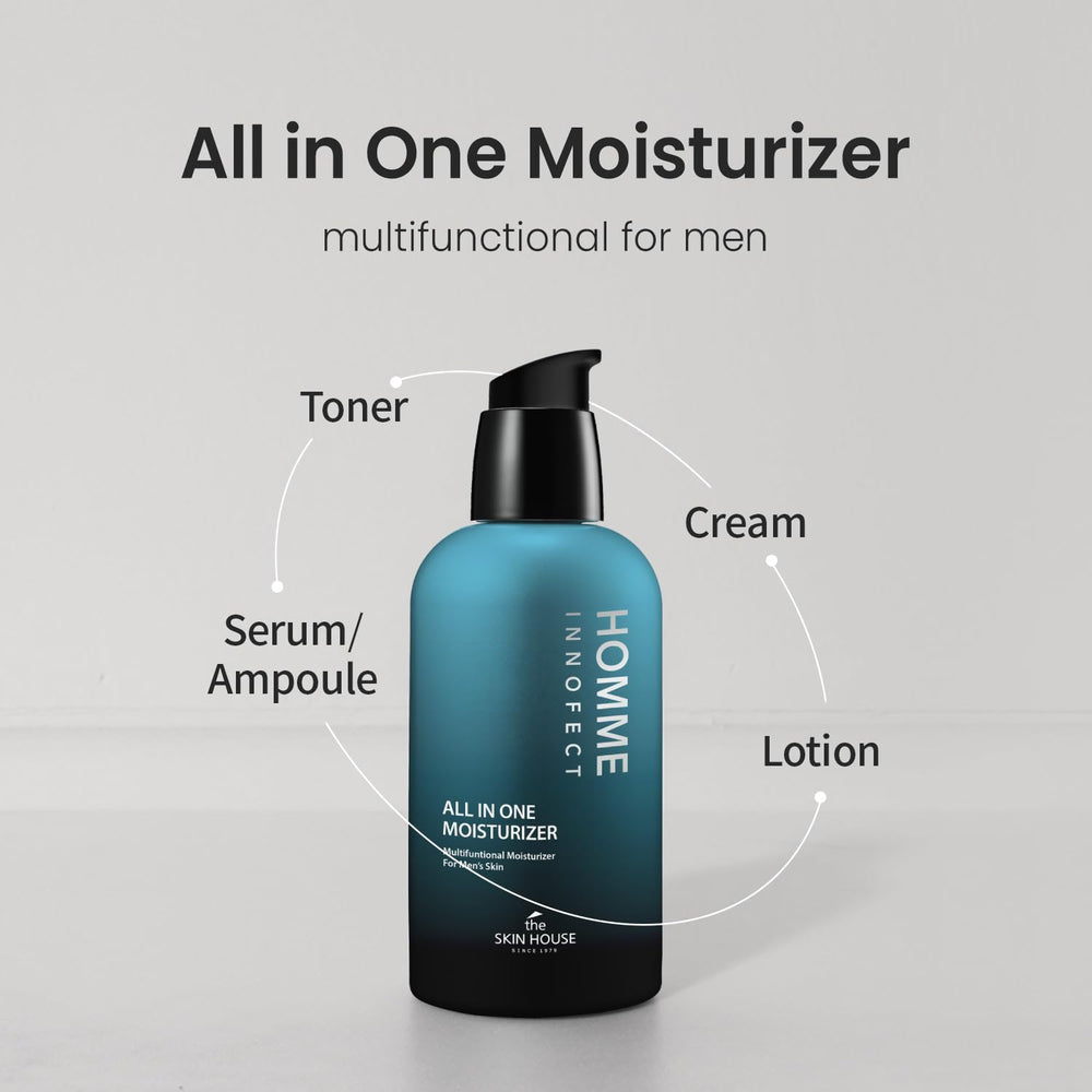 The Skin House HOMME InnoFect two-step skincare routine simplifies daily care and boosts clarity.