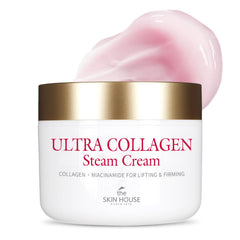 The Skin House Ultra Collagen Steam Cream tub shows rich hydration for deep moisture.
