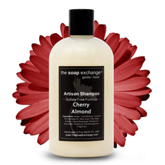 The Soap Exchange Hair Shampoo Cherry Almond bottle delivering gentle cleanse and nourishment.