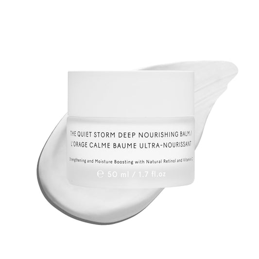 The Untamed Quiet Storm Balm bottle highlights hydration for dry skin.