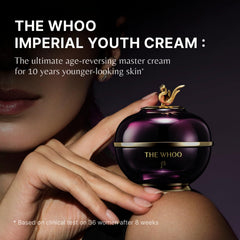 THE WHOO Imperial Youth Cream cap close-up highlighting luxury packaging