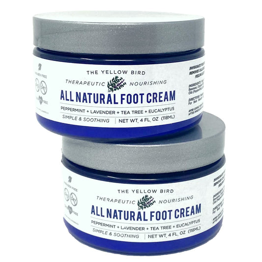 The Yellow Bird foot cream two-pack front view for convenient daily moisturization