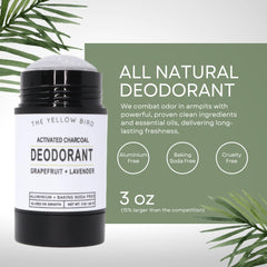 The Yellow Bird glide-on deodorant stick provides invisible protection for clean, odor-free days.