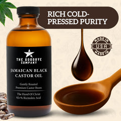 The Goodbye Company dark glass bottle preserves purity and prevents contaminants.