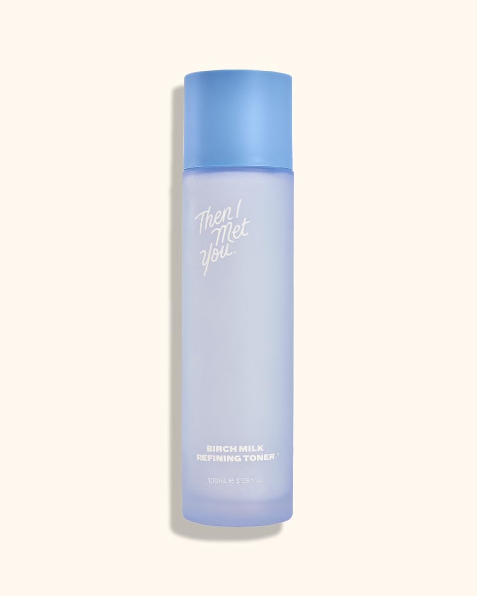 Then I Met You Birch Milk Toner applied to face for gentle exfoliation.