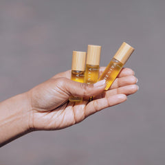Theniya cuticle oil Seville Orange fragrance for a zesty note.