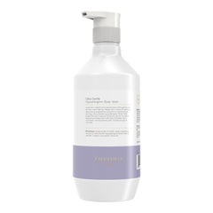 The Theorie Hypoallergenic Body Wash ingredients chart highlighting Aloe Vera, Argan and Marula oils