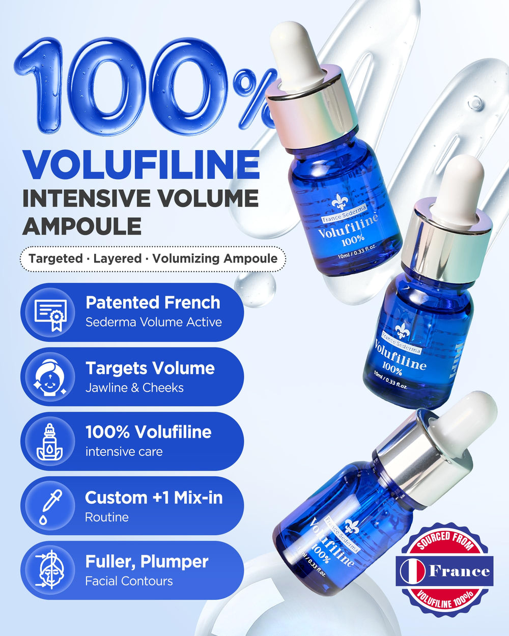THEPURI Volufiline Booster Serum dropper for precise mix-ins with moisturizer.