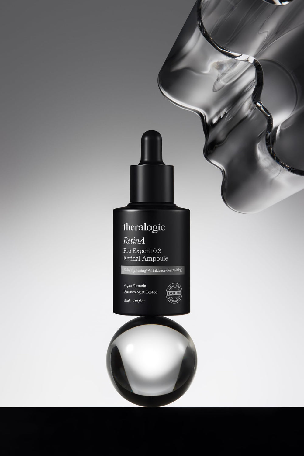Theralogic RetinA Pro Expert ampoule featuring plant-derived PDRN for improved elasticity.