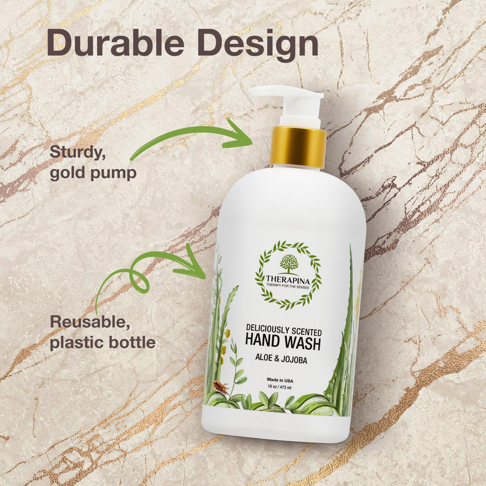 THERAPINA hand soap ingredients close-up suggests vegan, cruelty-free formulation