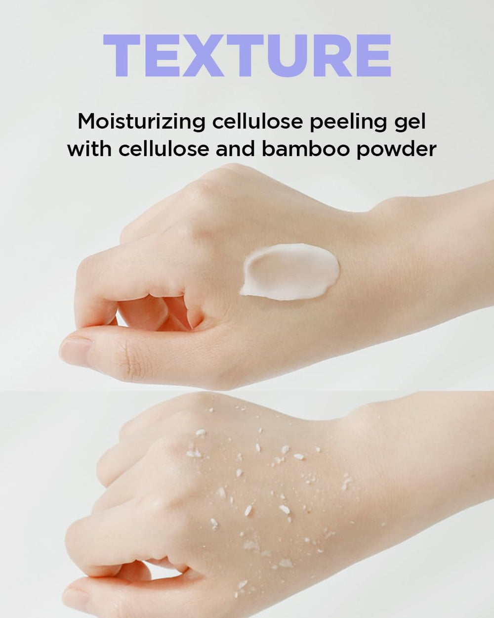 Bamboo powder particles visible in THESAEM gel for subtle polish during exfoliation.