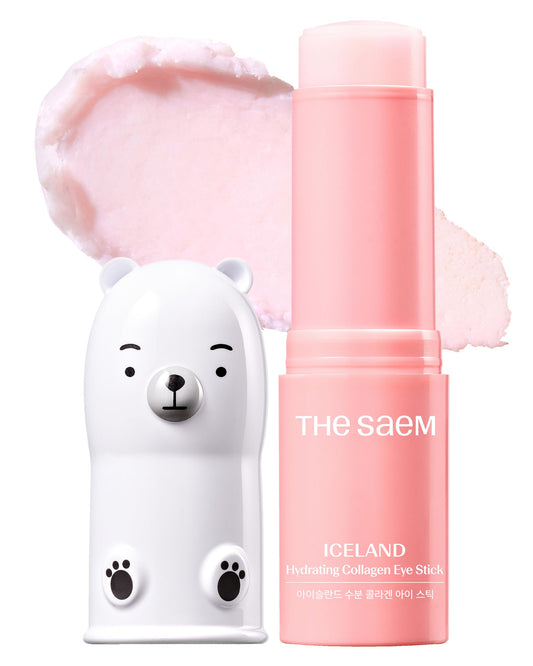 THESAEM Iceland Hydrating Eye Stick packaging for on-the-go hydration and easy storage.