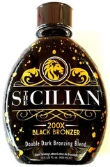 The Sicilian 200X Dark Black Bronzer bottle for a rich self-tanner glow.