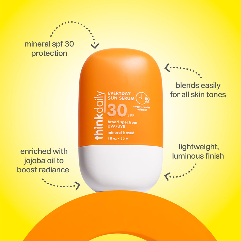 Thinkdaily SPF 30 serum pump shown for easy application