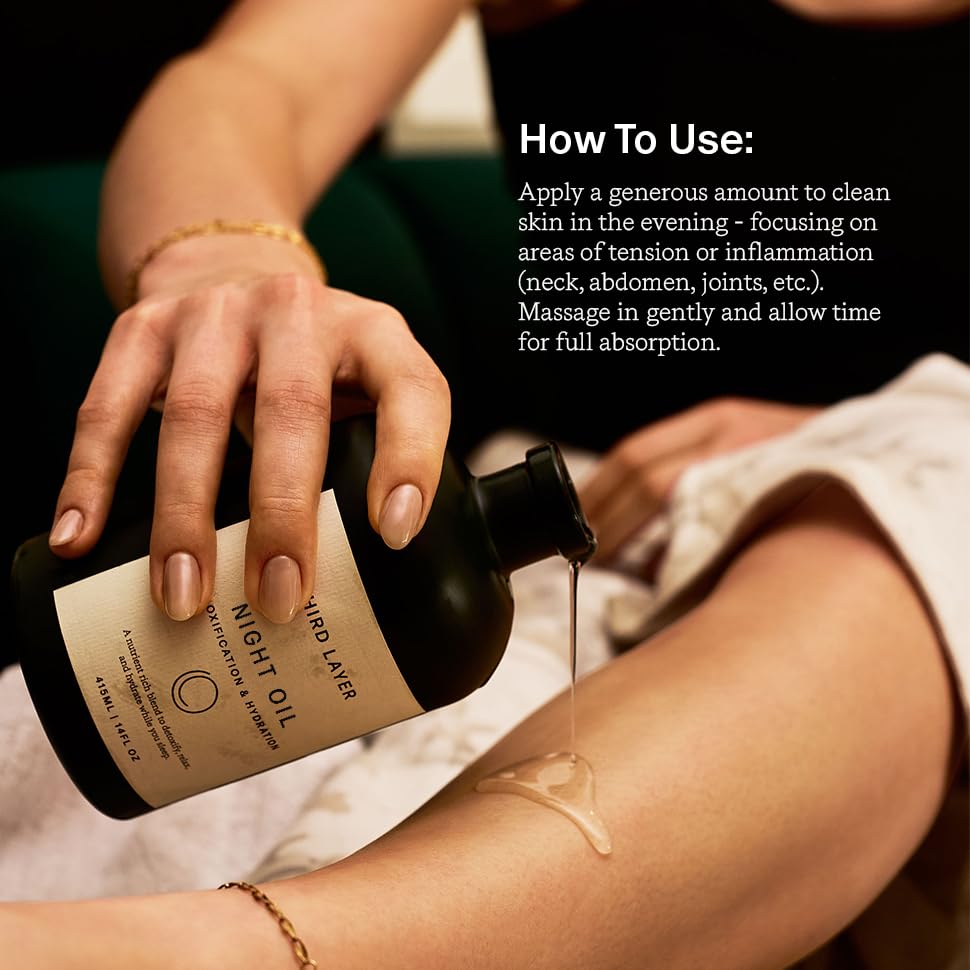 Third Layer Night Oil packaging in glass with a refined finish.