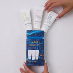 THISWORKS Blissful Trio Nighttime routine setup image showcases travel-friendly packaging.