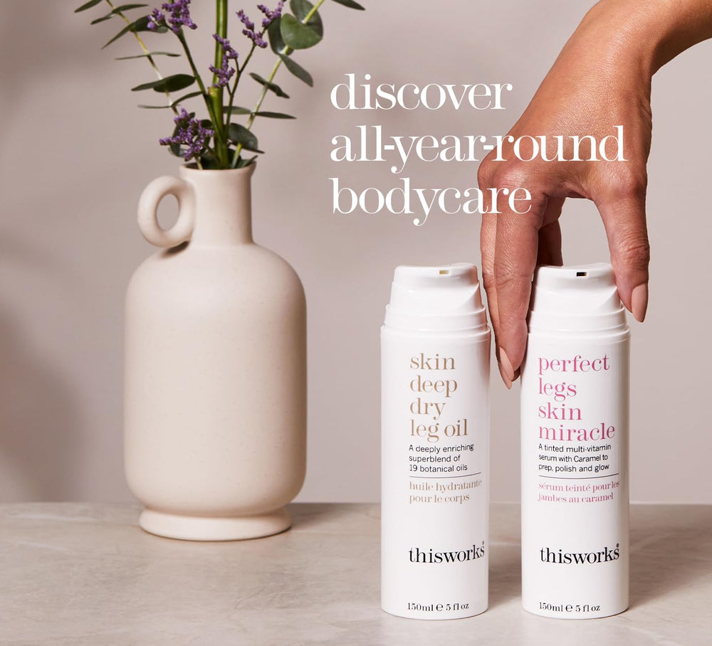 THISWORKS Skin Deep Dry Leg Oil pump-dispense for easy application