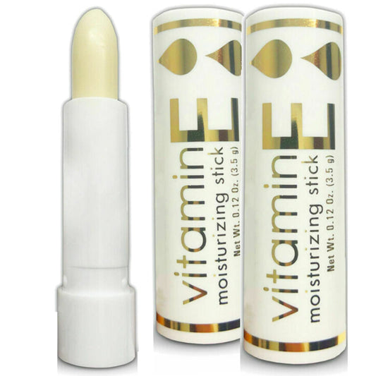 Three Pebbles Pure Pride Vitamin E Lip Stiks two-pack on display, hydrating lips for daily use