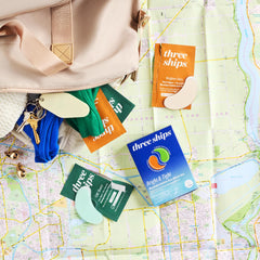 Three Ships OffDuty under-eye masks close-up emphasizing smoothing and firming potential.
