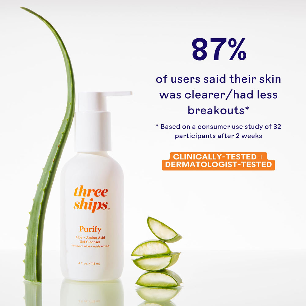 Three Ships Purify Aloe Amino Acid Gel Cleanser after makeup removal shot
