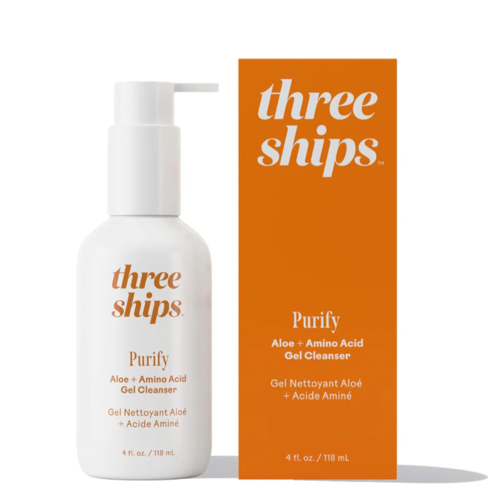 Three Ships Purify Aloe Amino Acid Gel Cleanser bottle ready for daily cleansing
