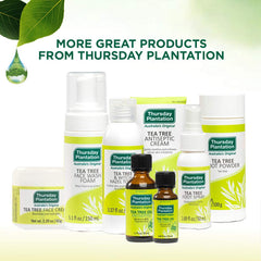 Packaging box of Thursday Plantation Tea Tree Face Cream highlights natural ingredients