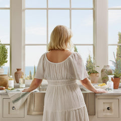 Thymes Cyprus Sea Salt on a bathroom sink displaying elegant hand care routine.