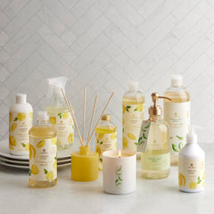Swirls of Fresh-Cut Basil fragrance in Thymes hand wash imagery.