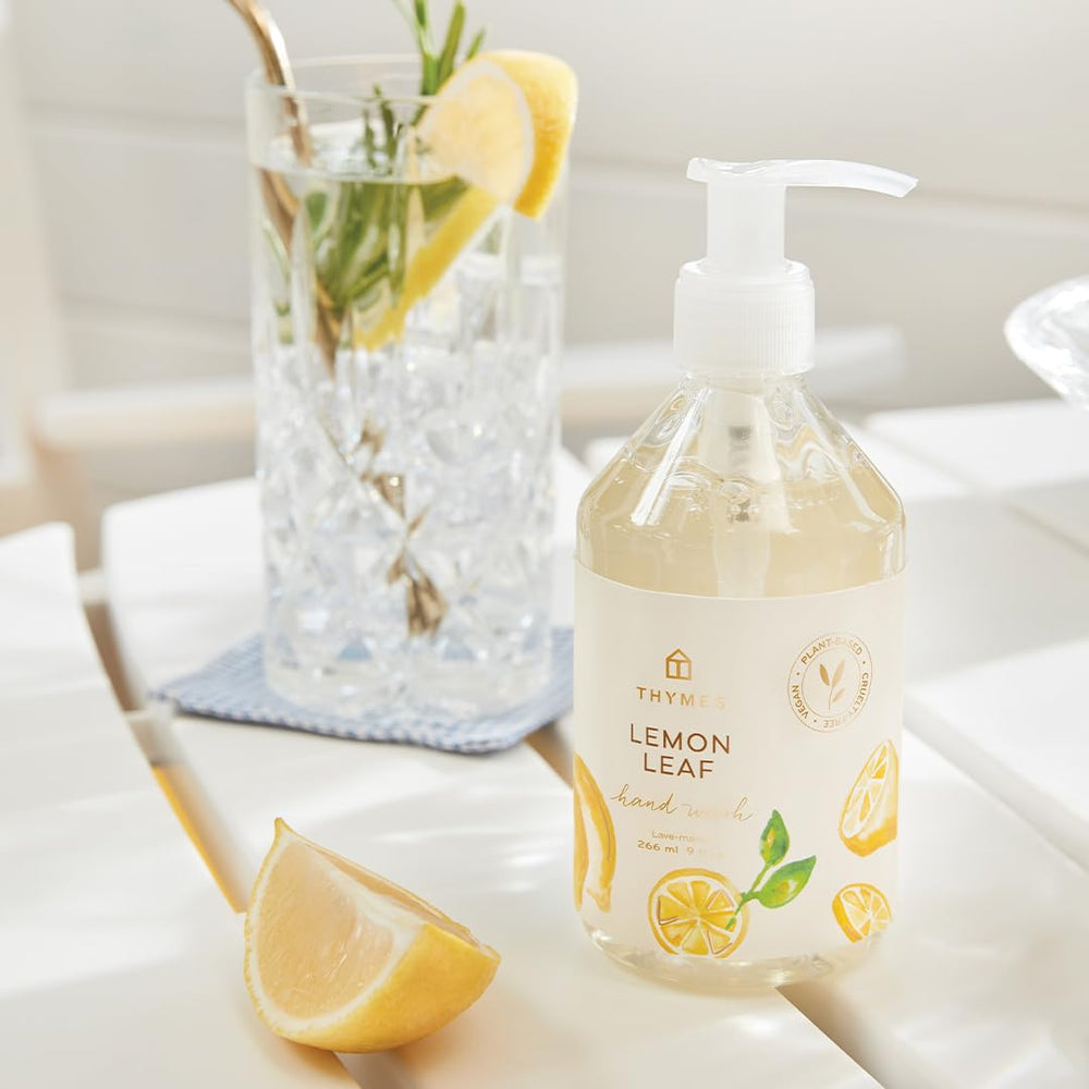 Close-up of fragrance notes on Thymes Hand Wash label.