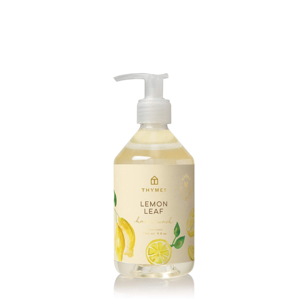 Thymes Hand Wash Lemon Leaf pump bottle ready for daily cleansing.