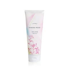 Thymes Kimono Rose Body Scrub bottle for hydrated, smoother skin.