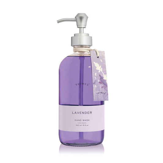 Thymes Lavender Large Hand Wash pump bottle with calming scent for daily hand care.