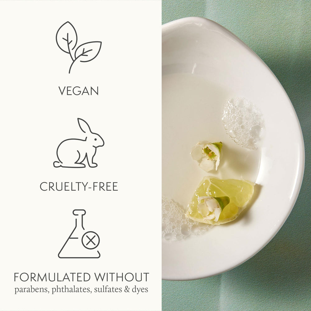 Thymes Nourishing Body Cleanser lotus and sandalwood scent visual.